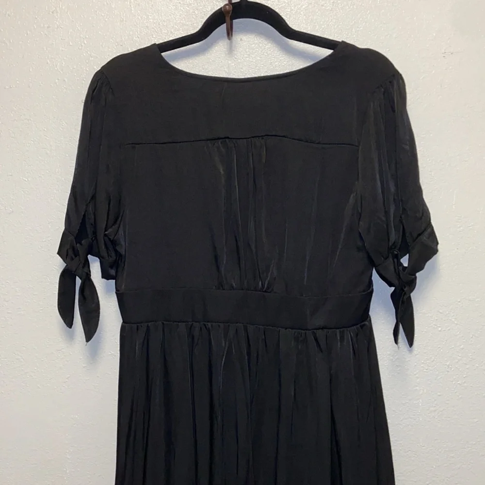 Surimiga Black Plunging V-neck Button-down Cottagecore Button Maxi Dress 3270 - Picture 8 of 12